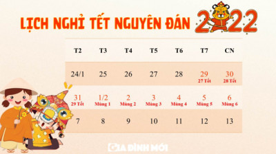 Thông báo lịch nghỉ Tết Nguyên đán Nhâm Dần 2022